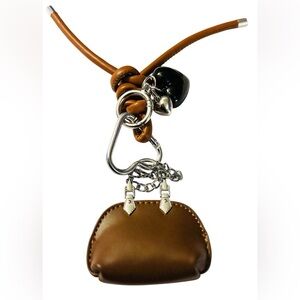 Sassy Jones Brown Faux Leather Keychain with Silver-tone Accents